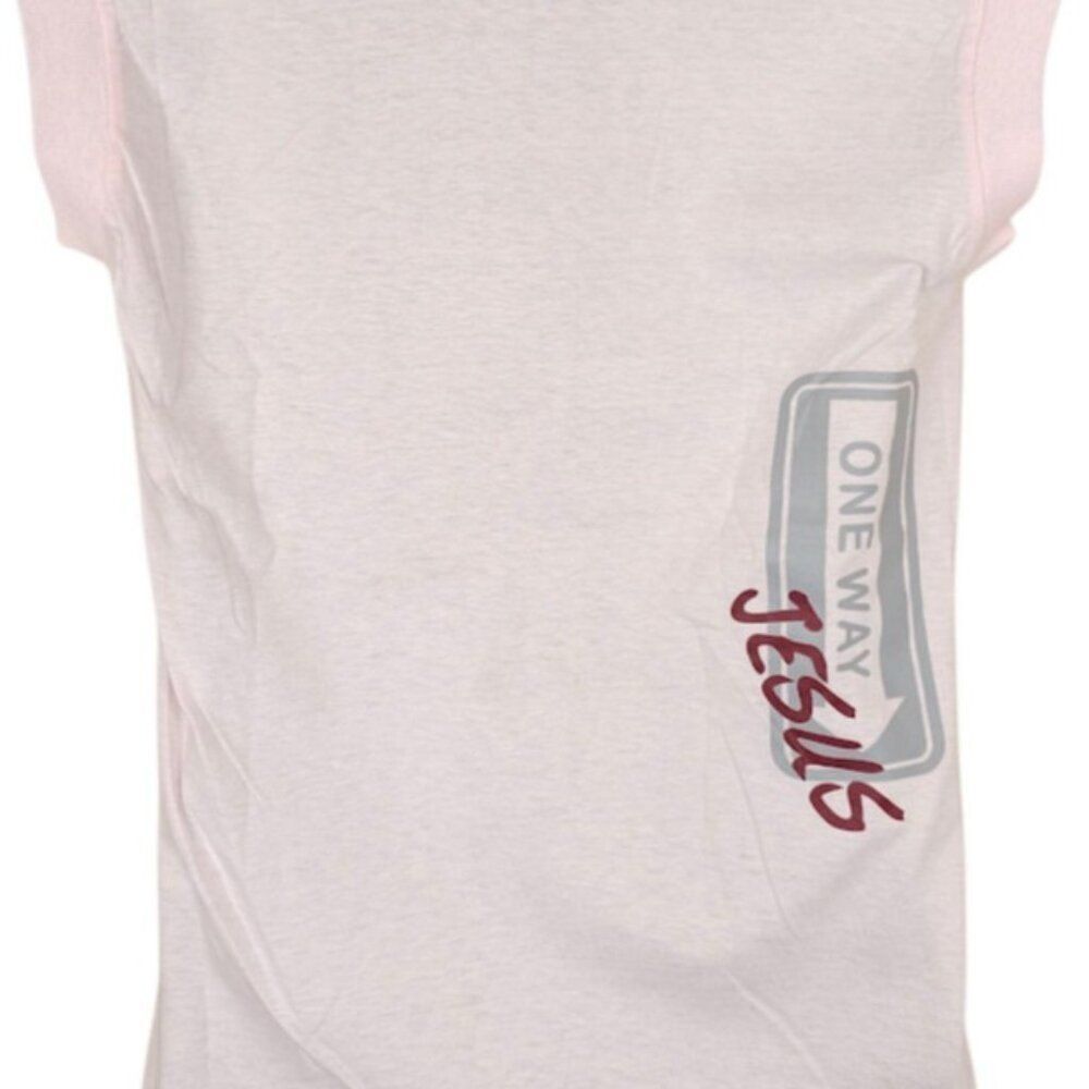 Vintage Christian T Shirt Mens Size Small Pink 80s One Way To Jesus Made In USA